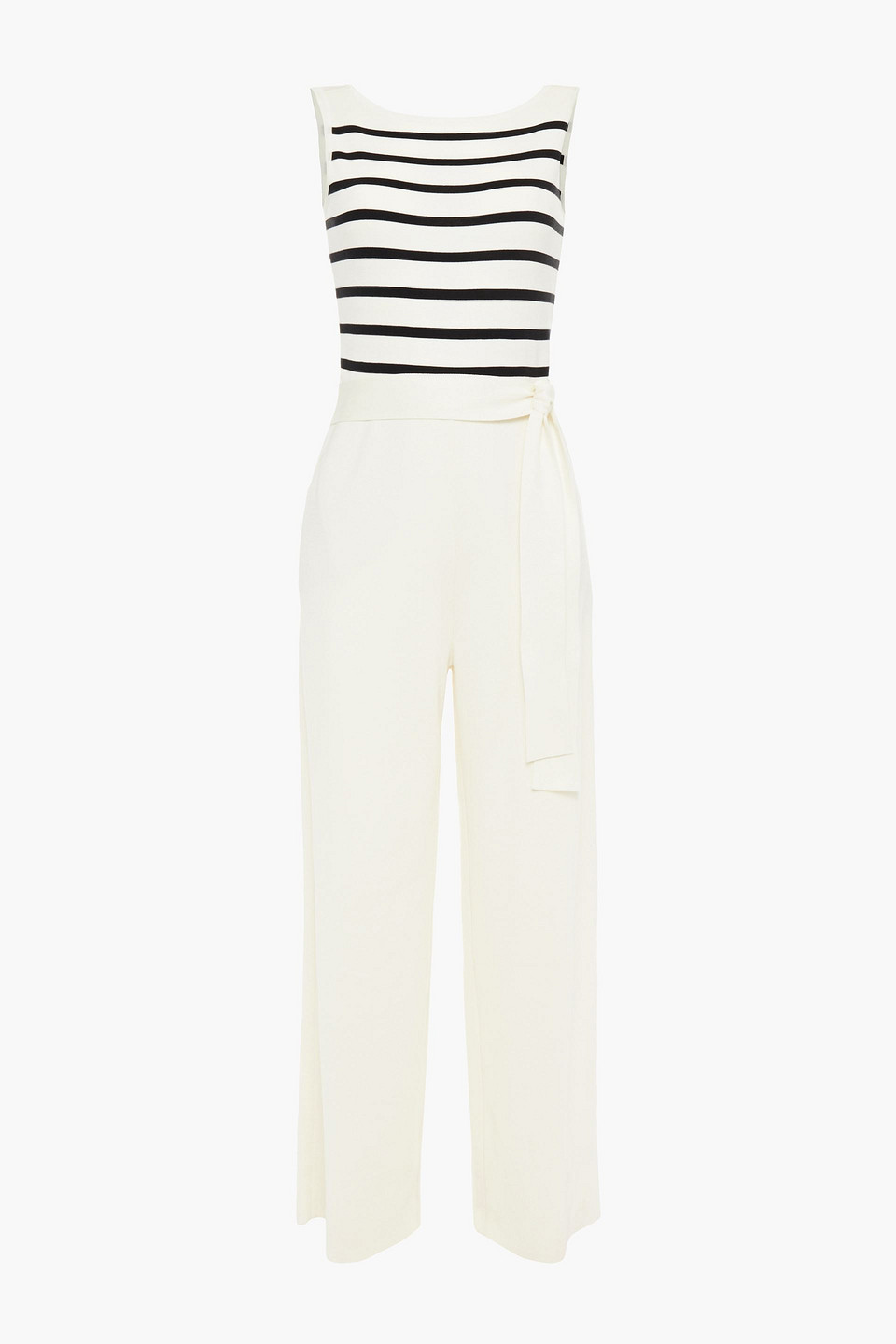 loro piana - maya bay belted striped silk and cotton-blend jumpsuit - white - it 44