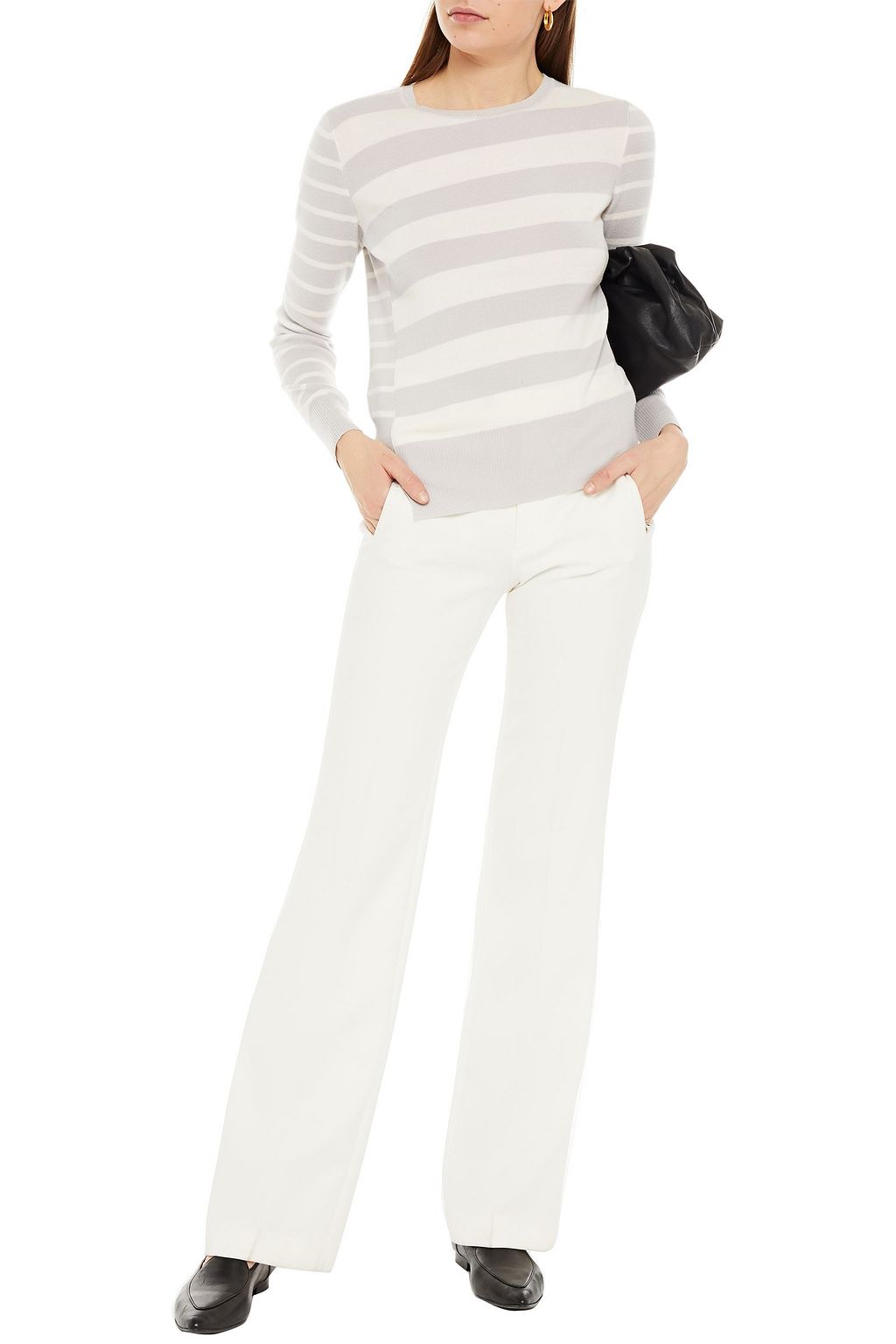 LORO PIANA Bretagne asymmetric striped cashmere sweater