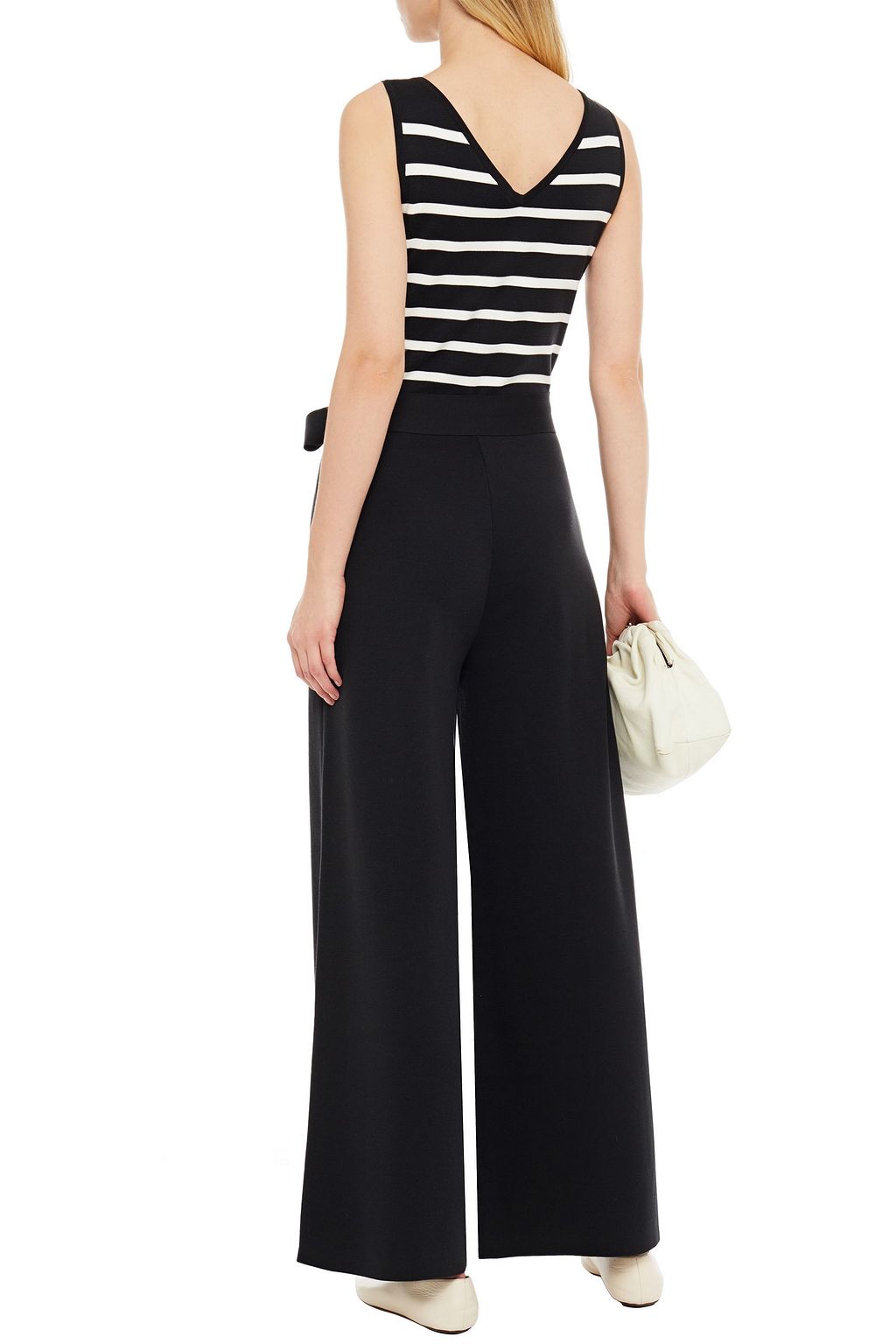 LORO PIANA Maya Bay belted striped silk and cotton-blend jumpsuit