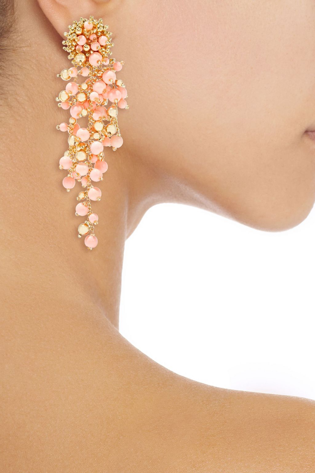 OSCAR DE LA RENTA Gold-tone beaded earrings