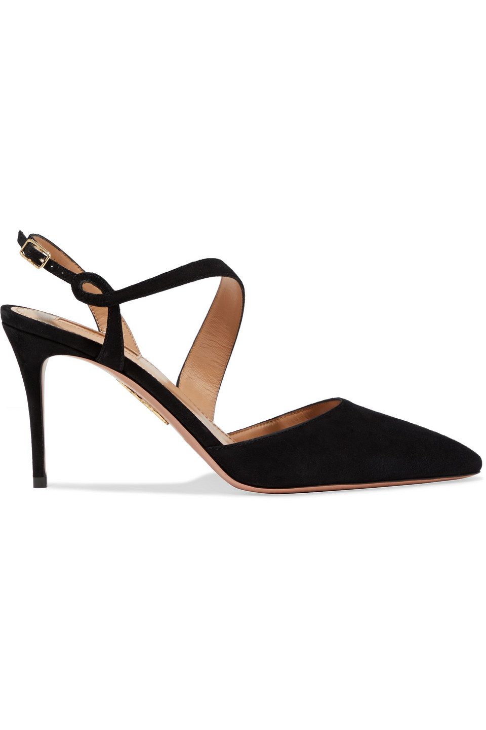 Aquazzura Woman Arden 85 Suede Slingback Pumps Black Size 36