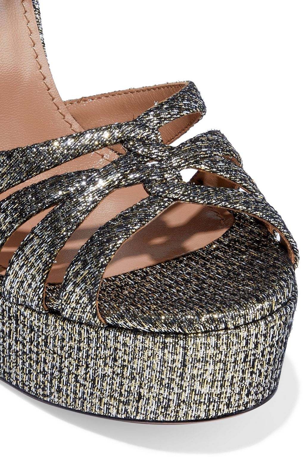 AQUAZZURA Veranda 140 metallic jacquard platform sandals