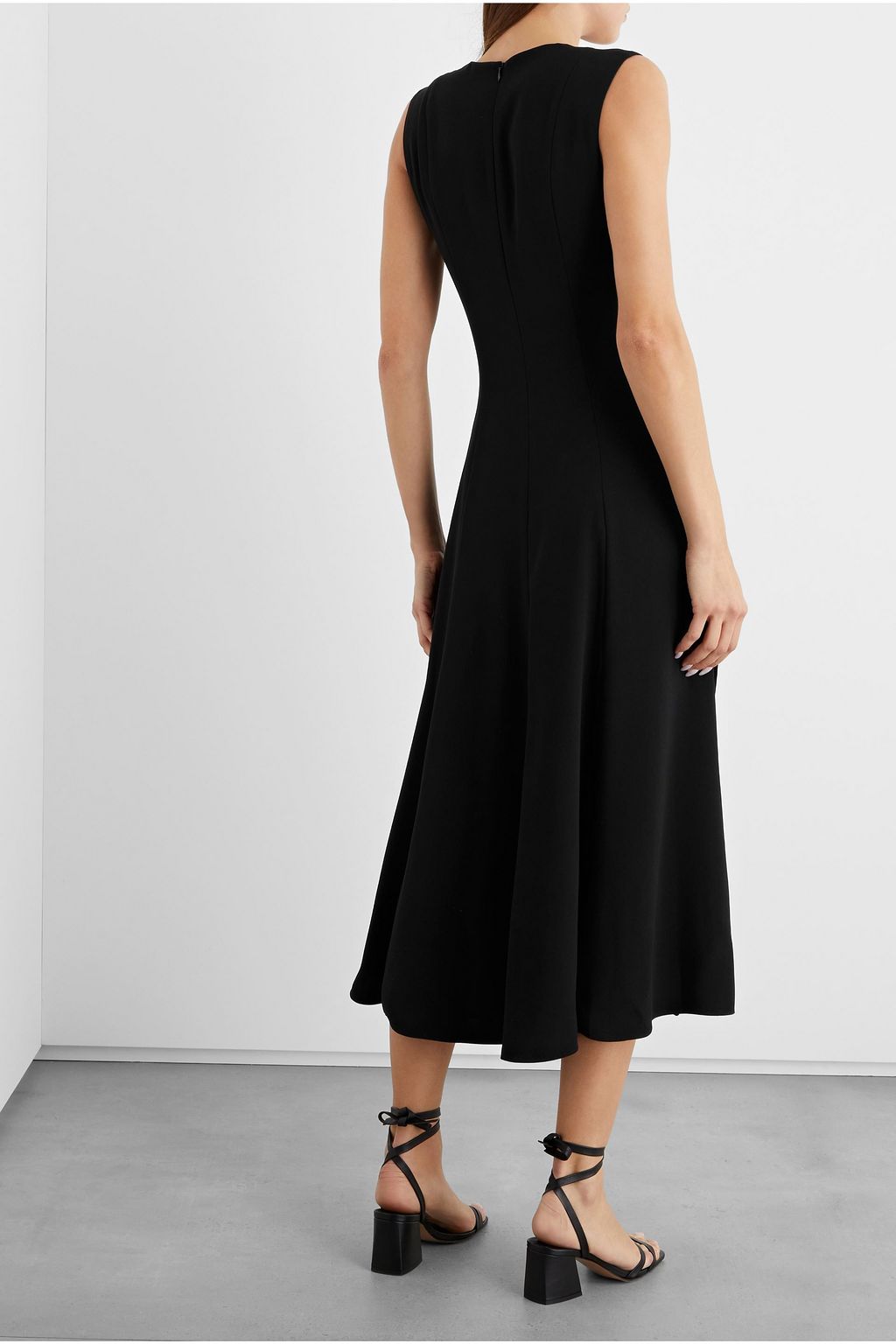 IRIS & INK Brenda layered crepe and pleated satin midi dress