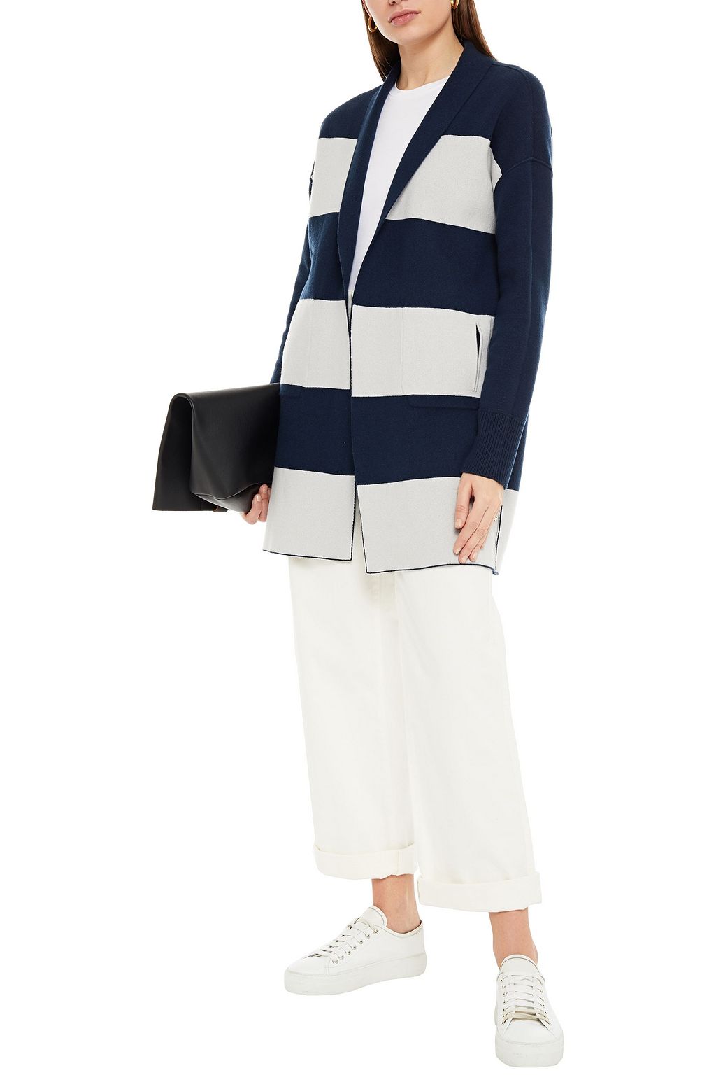 LORO PIANA Normandie reversible belted striped cashmere cardigan