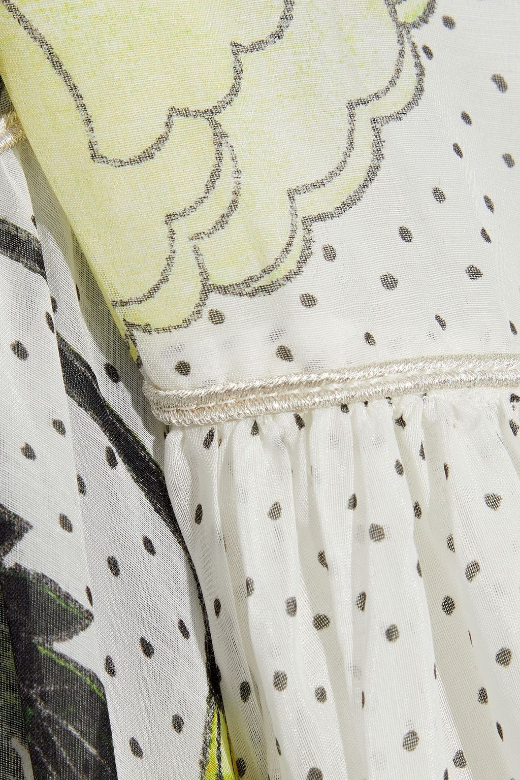 ETRO Jacquard-trimmed printed cotton and silk-blend wrap dress