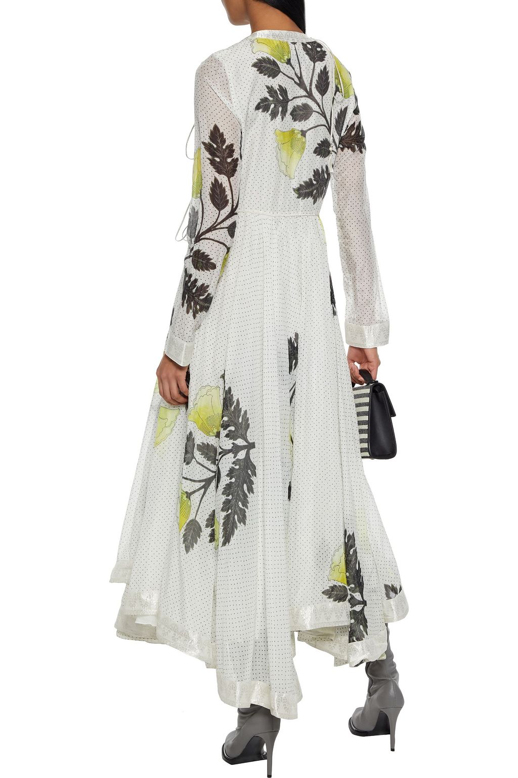 ETRO Jacquard-trimmed printed cotton and silk-blend wrap dress
