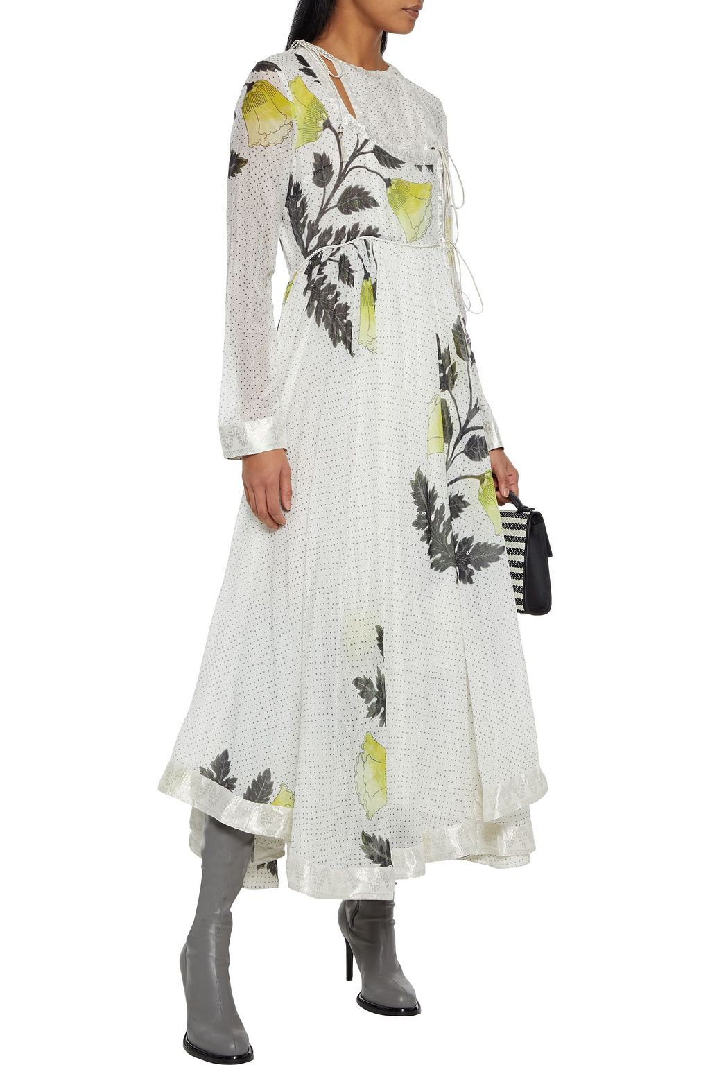 ETRO Jacquard-trimmed printed cotton and silk-blend wrap dress