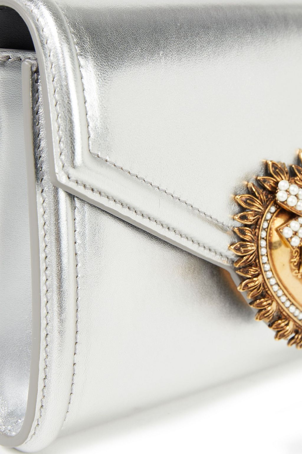 DOLCE&GABBANA Embellished metallic leather belt bag