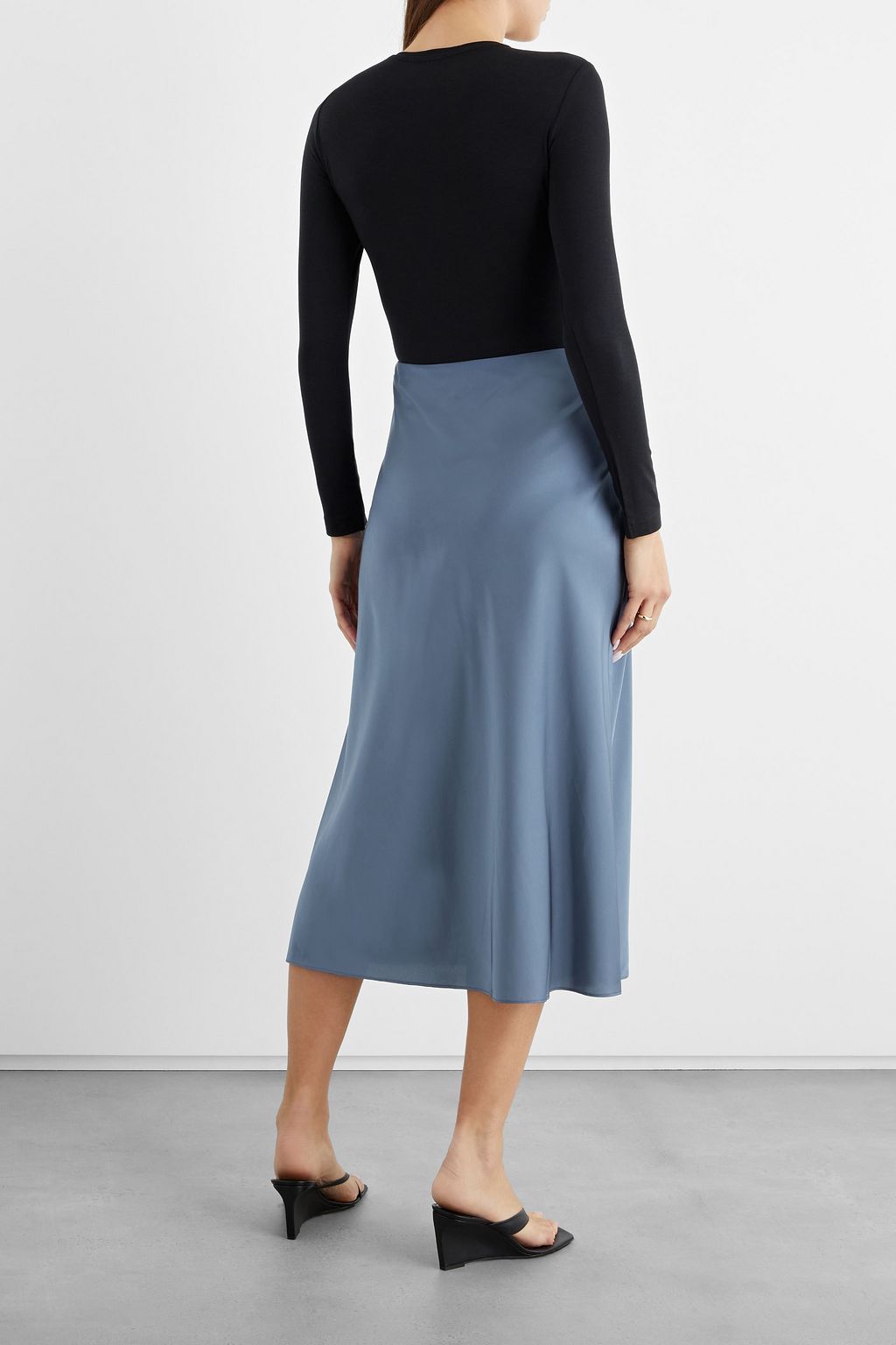 IRIS & INK Elizabeth satin midi skirt