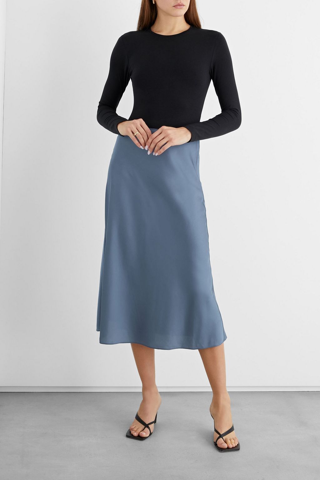 IRIS & INK Elizabeth satin midi skirt