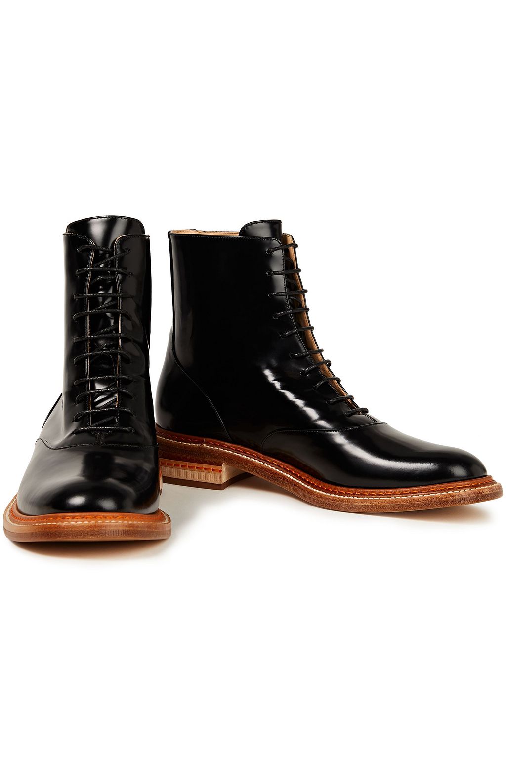 GABRIELA HEARST Robin lace-up glossed-leather ankle boots