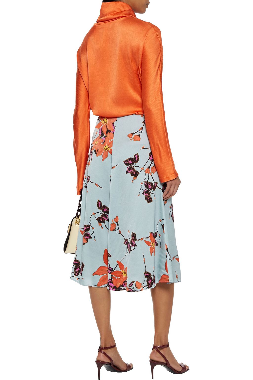 ETRO Floral-print satin-crepe midi skirt