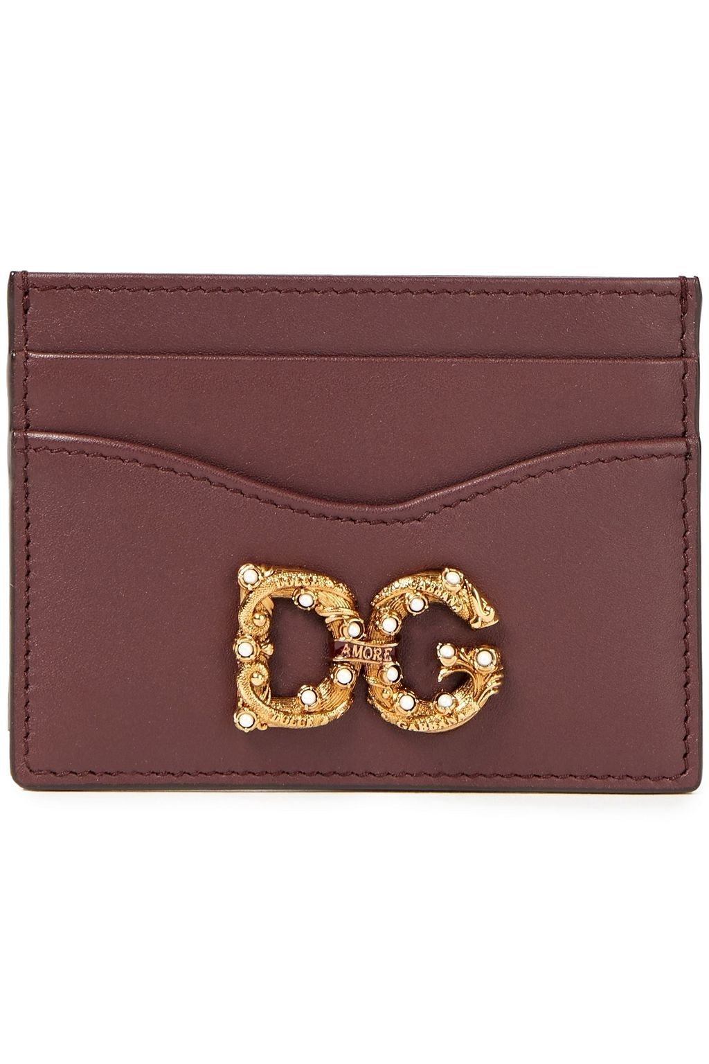 Burgundy DG Amore leather cardholder 