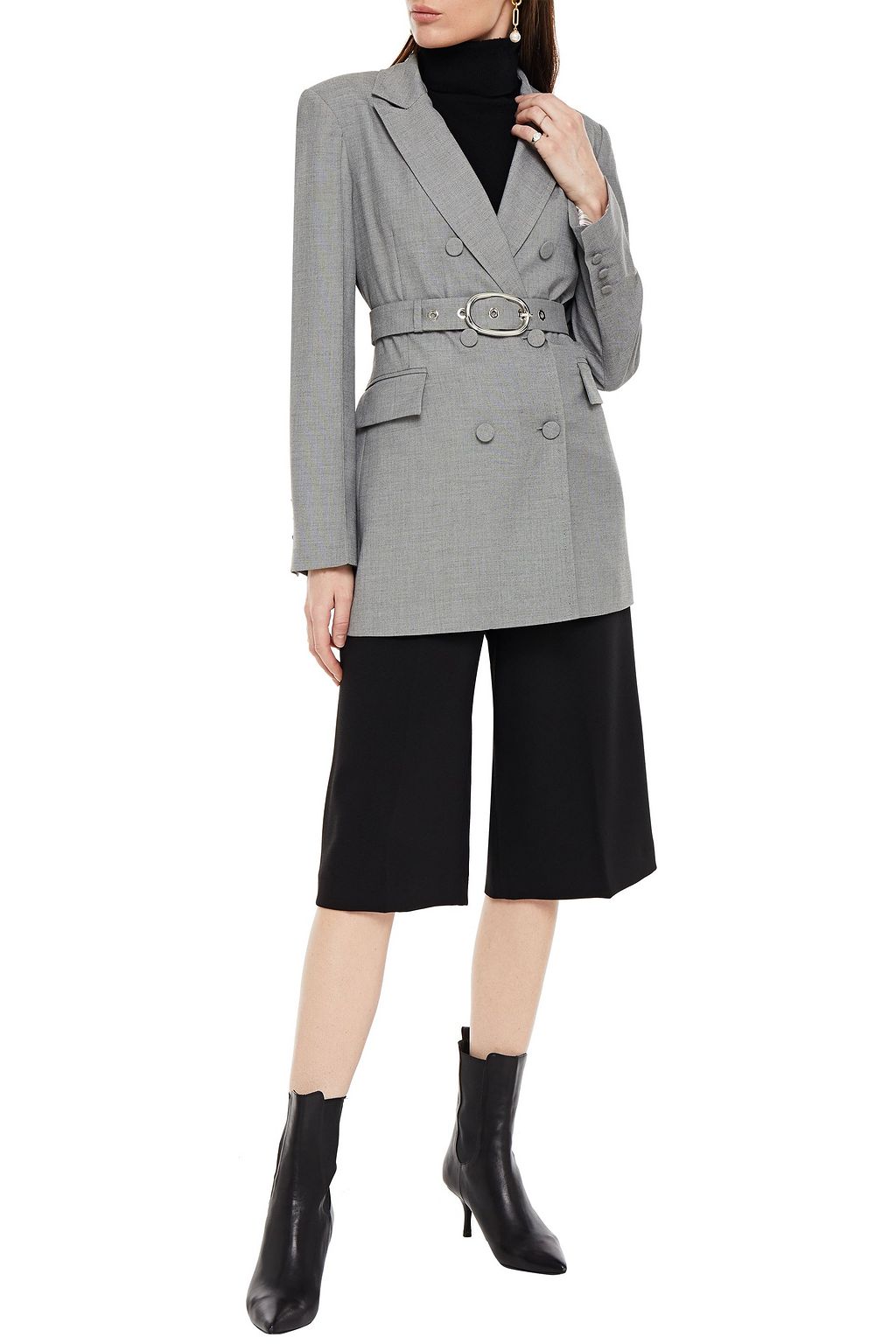 CLAUDIE PIERLOT Double-breasted belted woven blazer