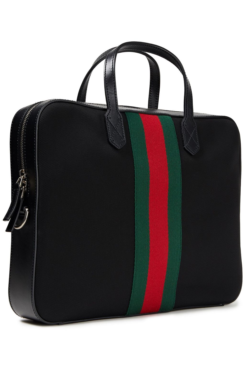GUCCI Leather-trimmed canvas suitcase