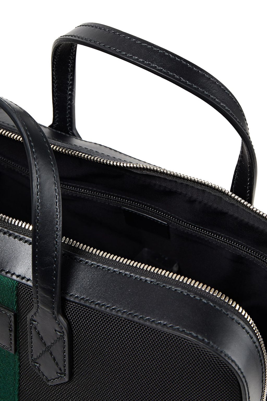 GUCCI Leather-trimmed canvas suitcase