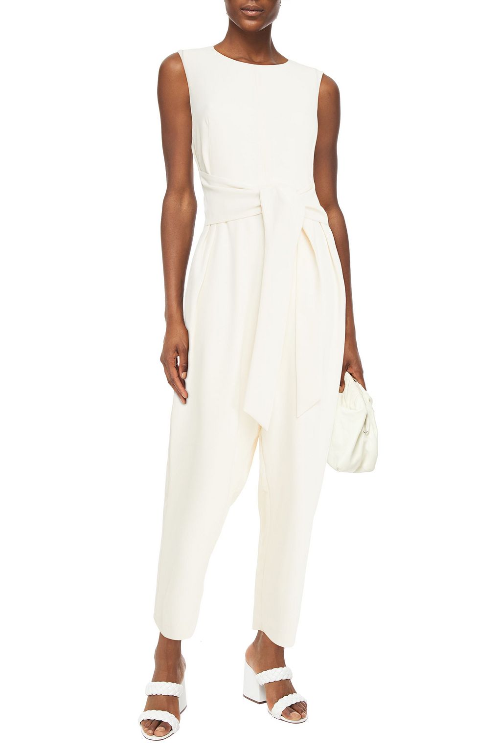 CLAUDIE PIERLOT Cropped tie-front twill jumpsuit