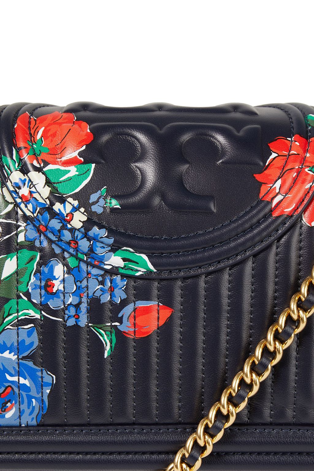 TORY BURCH Fleming quilted floralprint leather shoulder bag THE