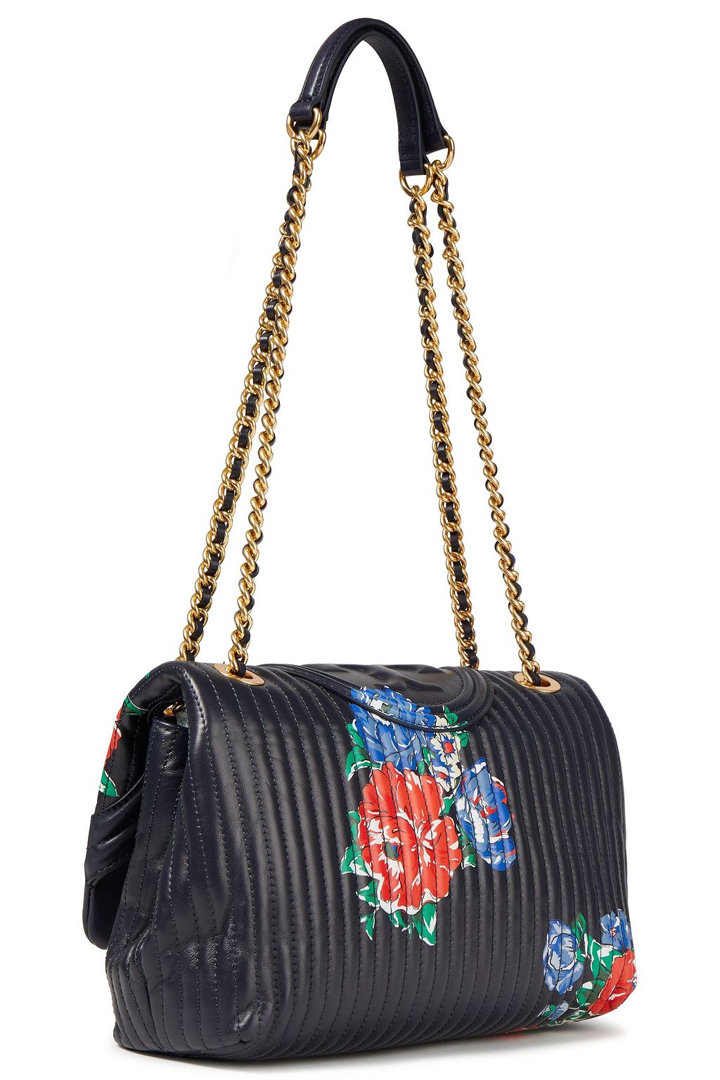 TORY BURCH Fleming quilted floralprint leather shoulder bag THE