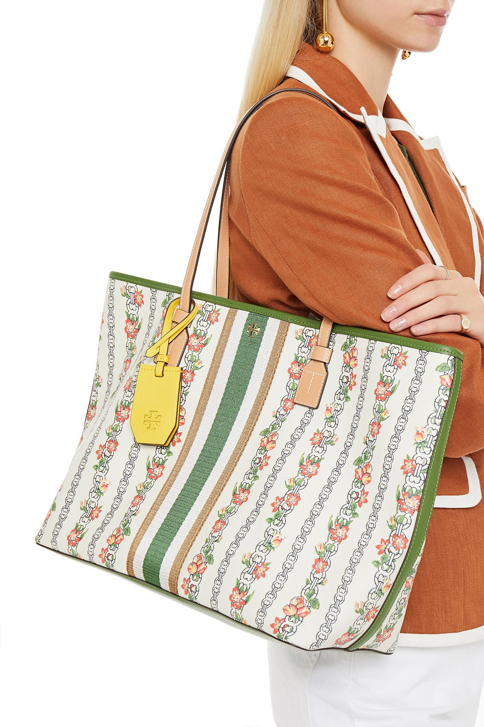 tory burch gemini link floral tote