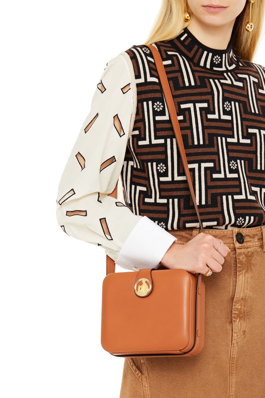 LANVIN Bento Box logo-embellished leather shoulder bag