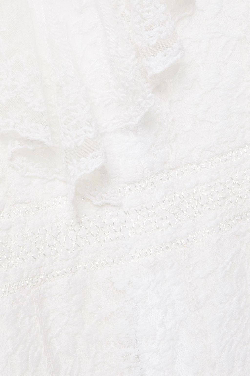 ALICE + OLIVIA Ruffled cotton-blend lace playsuit