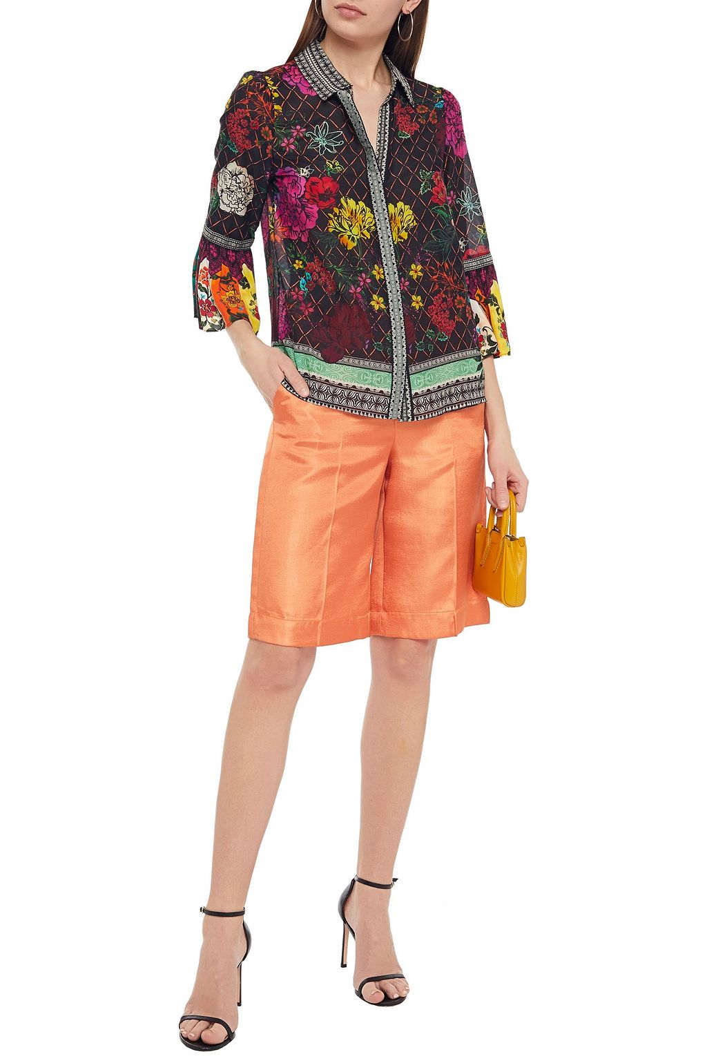 ALICE + OLIVIA Floral-print cotton and silk-blend voile shirt
