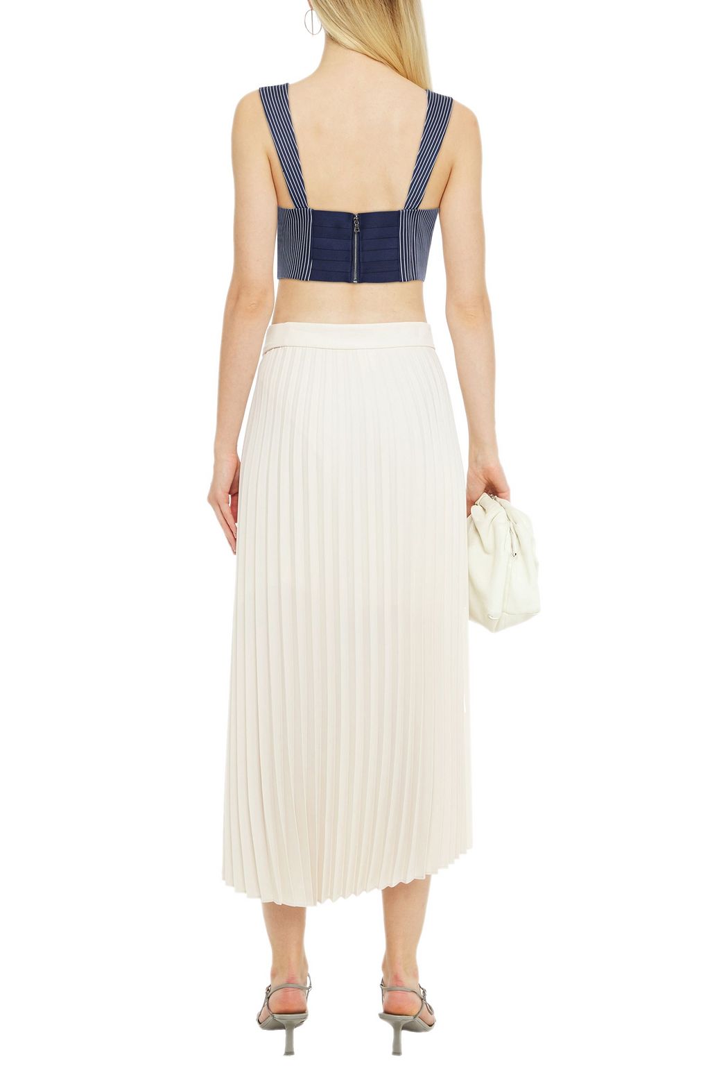 ALICE + OLIVIA Cropped pinstriped stretch-cotton top