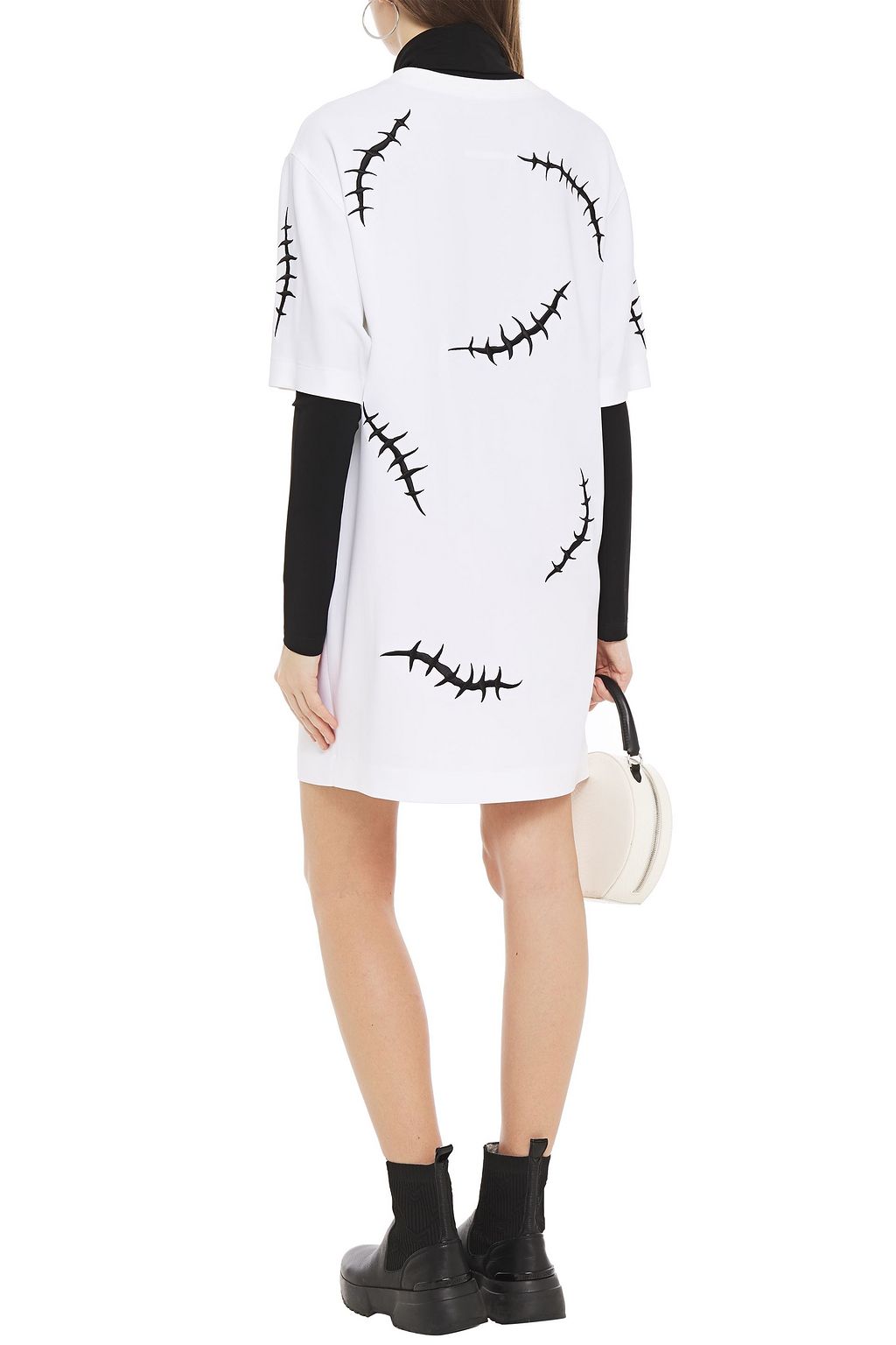 MOSCHINO Embroidered crepe mini dress