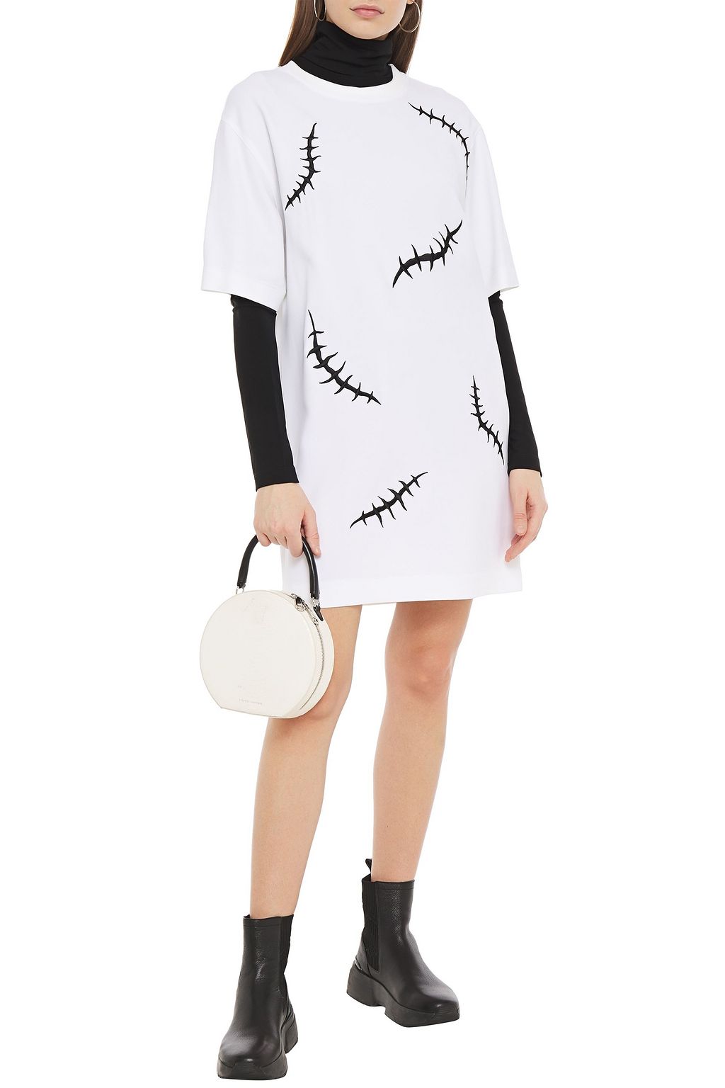 MOSCHINO Embroidered crepe mini dress