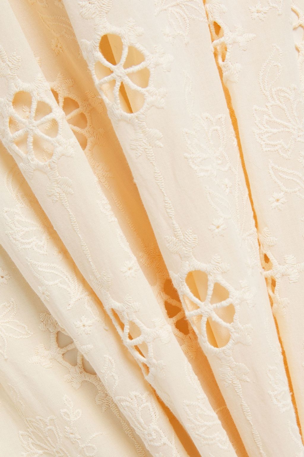 MAJE Pleated broderie anglaise cotton midi dress