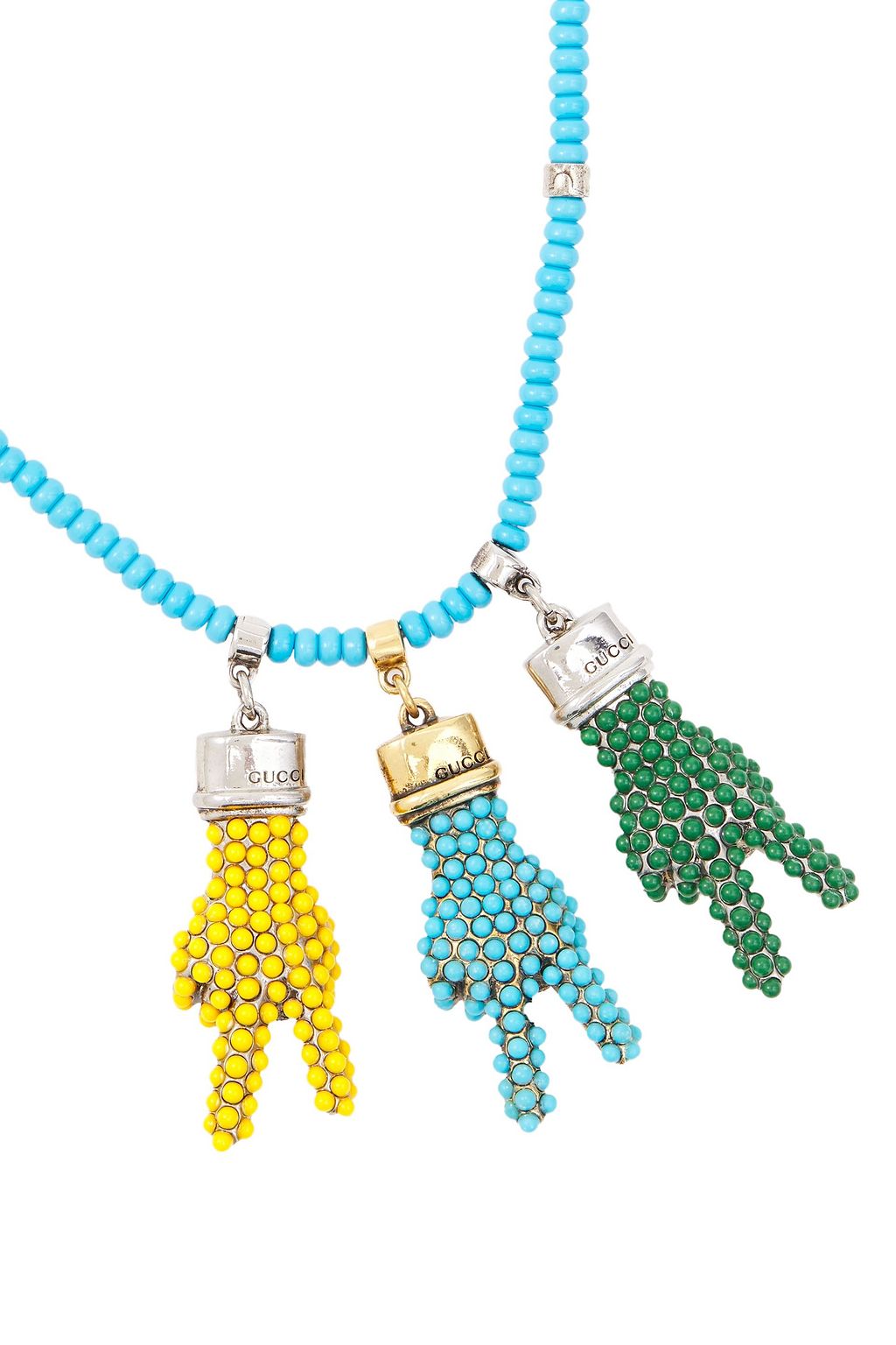 GUCCI Kette mit Leder und Zierperlen