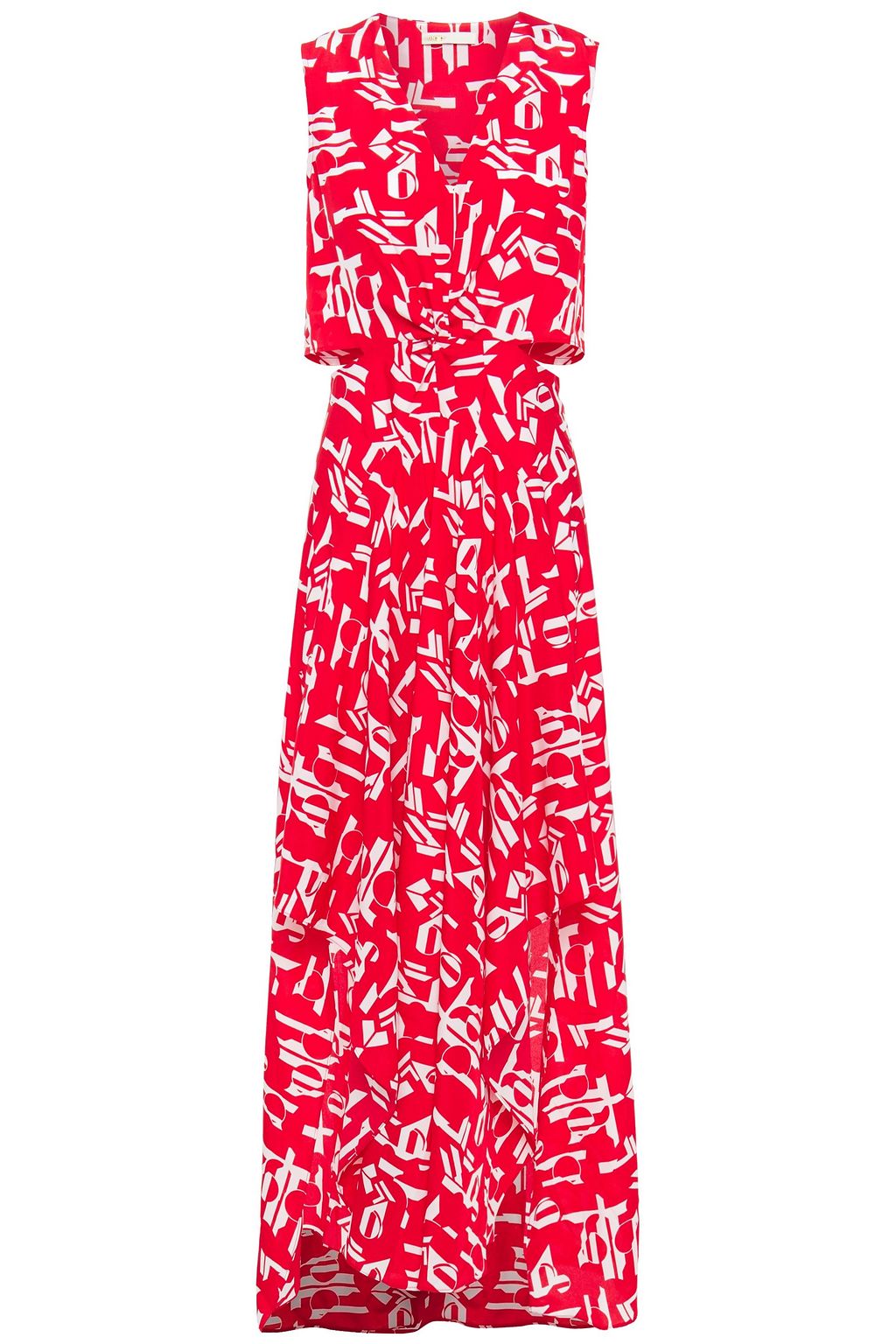 Red Renilde cutout printed crepe de ...