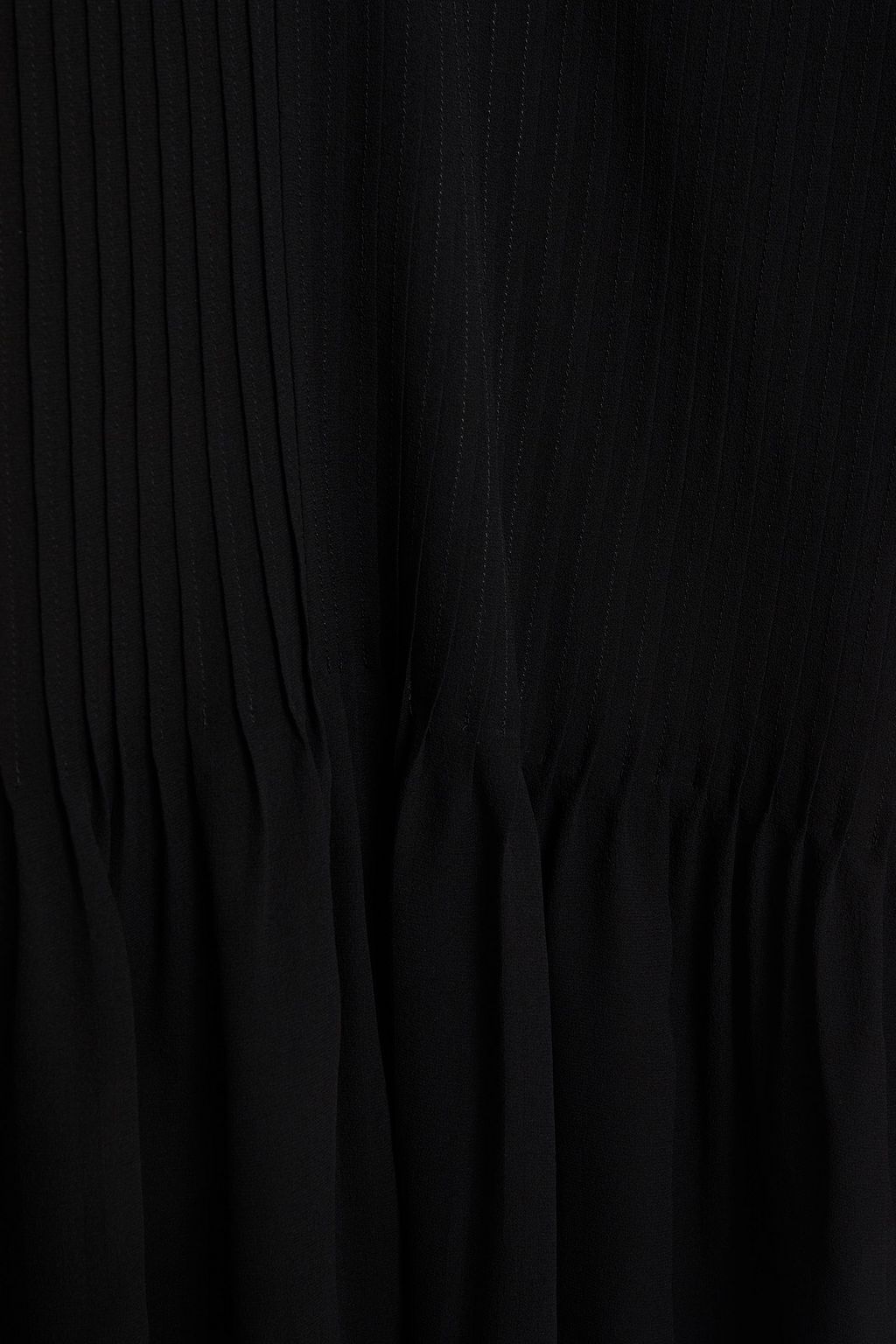 SAINT LAURENT Pussy-bow studded pintucked silk-chiffon mini dress