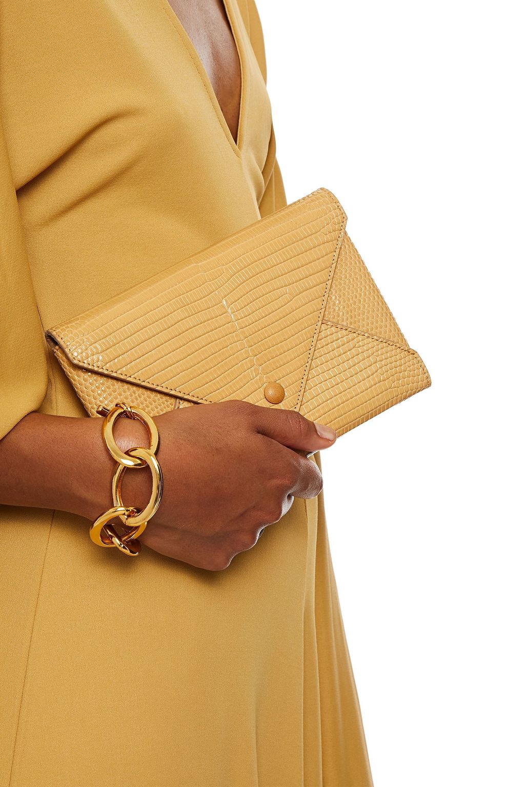 THE ROW Envelope croc-effect leather clutch