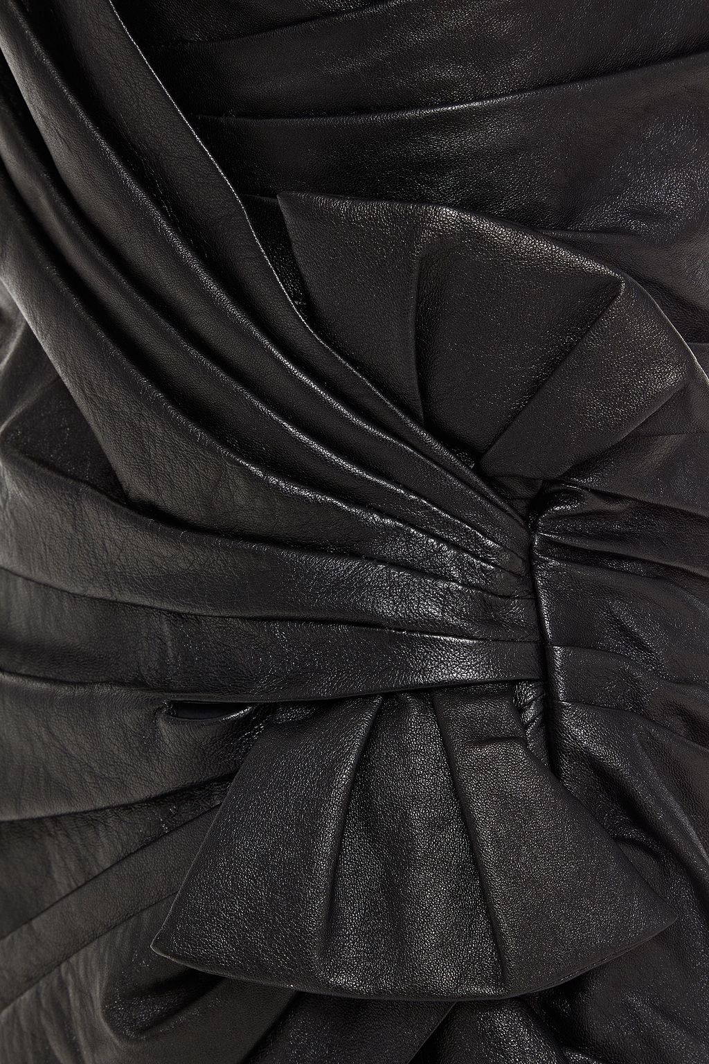 SAINT LAURENT Strapless wrap-effect leather mini dress