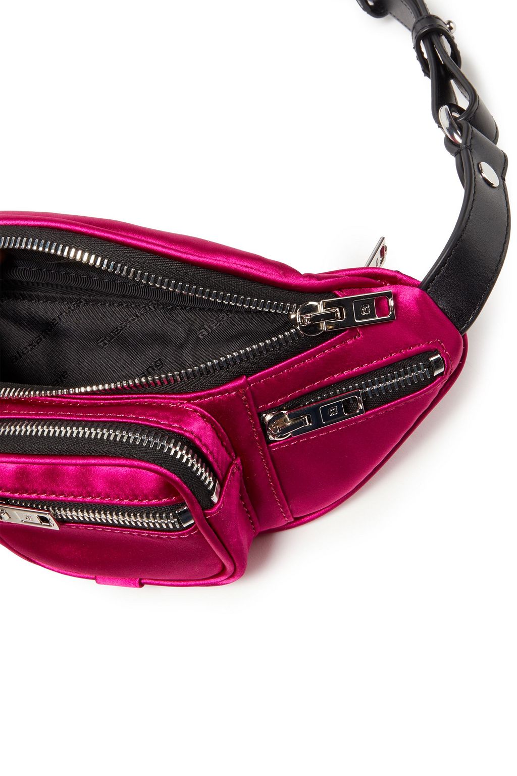 ALEXANDER WANG Attica mini leather-trimmed satin belt bag