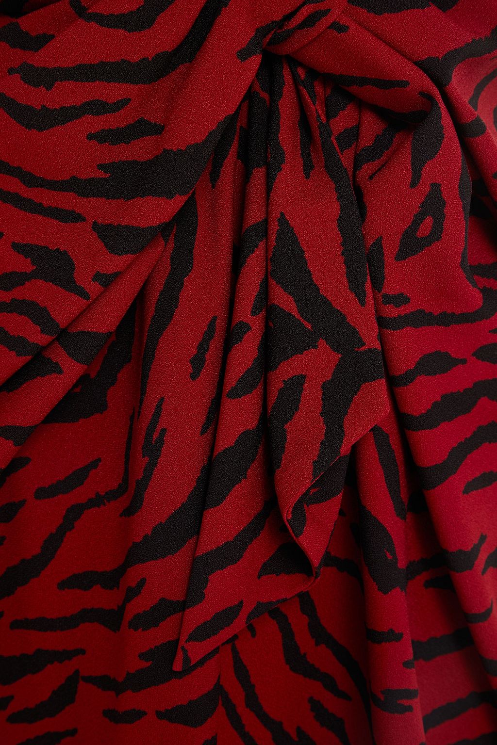 SAINT LAURENT Knotted tiger-print crepe mini dress