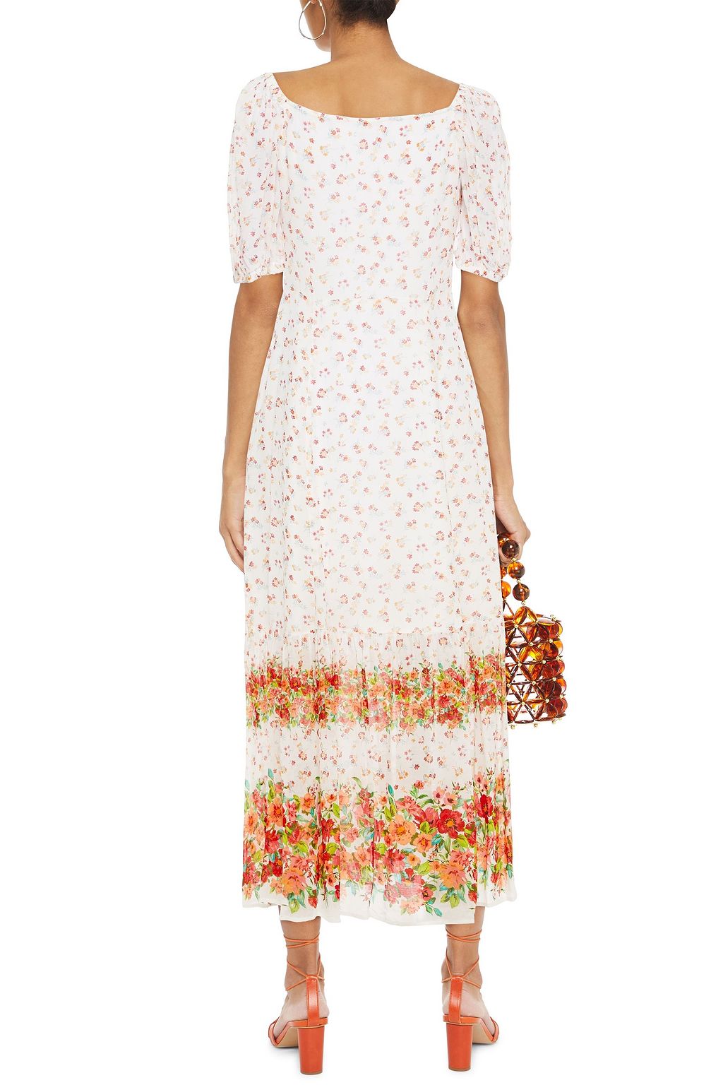 GHOST LONDON Mary gathered floral-print georgette midi dress