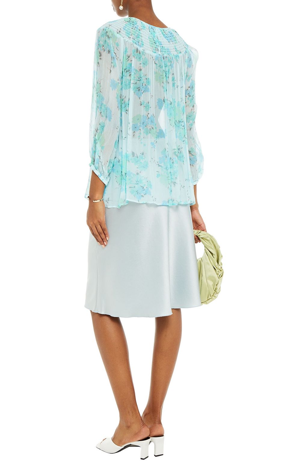 GHOST LONDON Amrita shirred printed georgette top