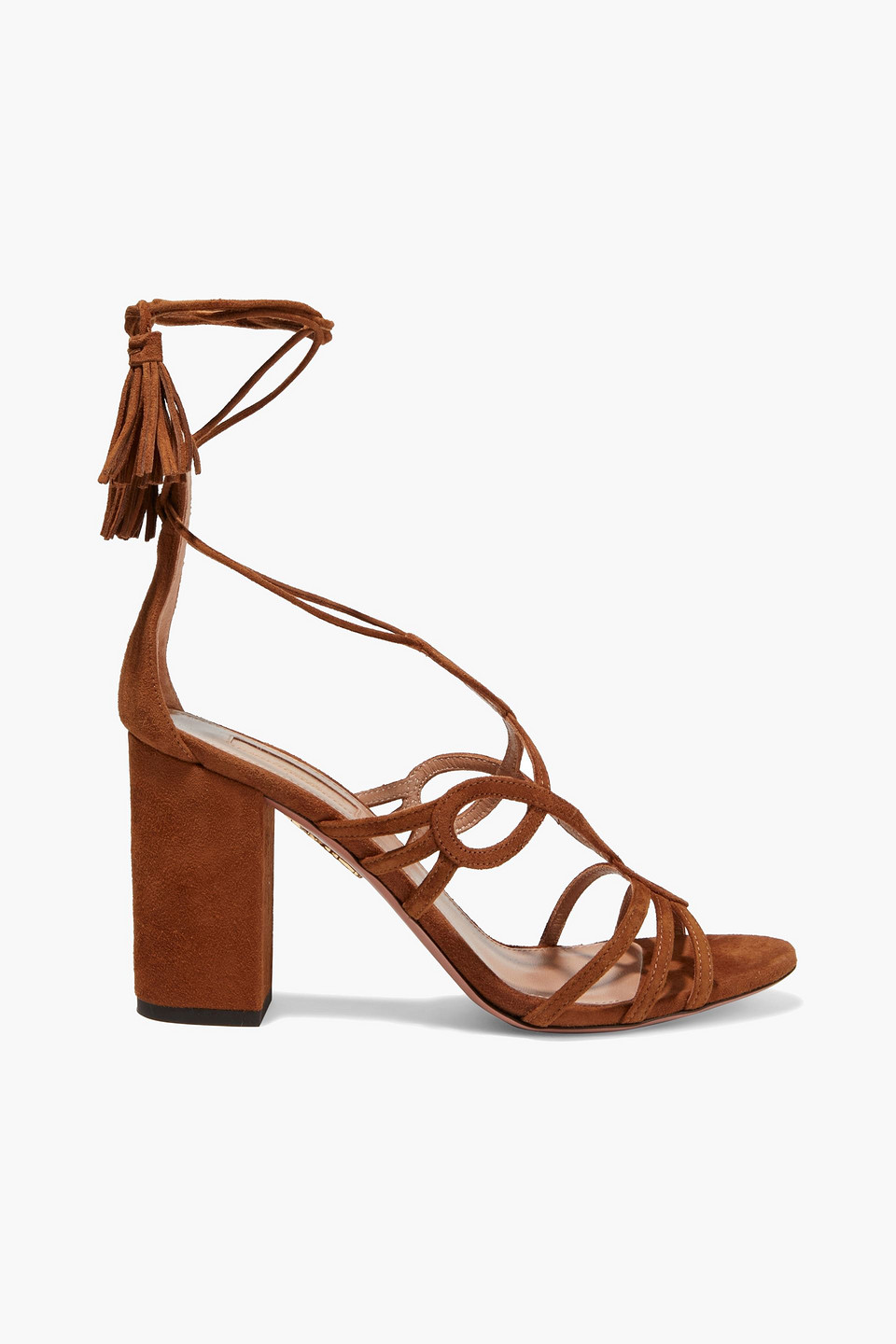 Aquazzura Woman Gitana 85 Lace-up Suede Sandals Light Brown Size 37