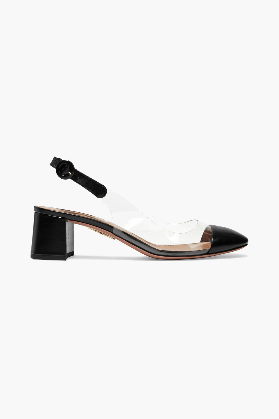 Aquazzura Woman Optic Leather And Pvc Slingback Pumps Black Size 35
