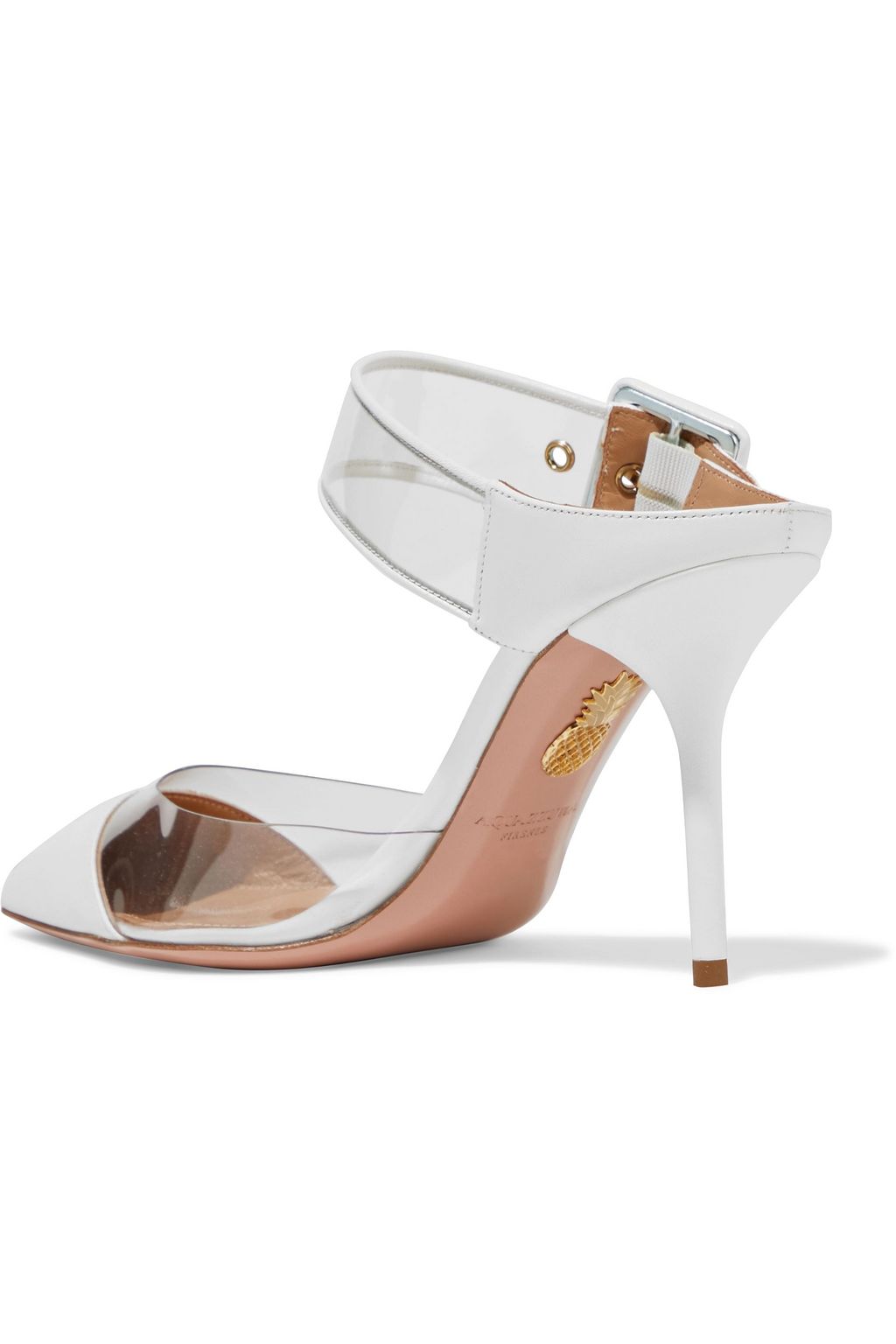 AQUAZZURA Optic 85 PVC and leather mules