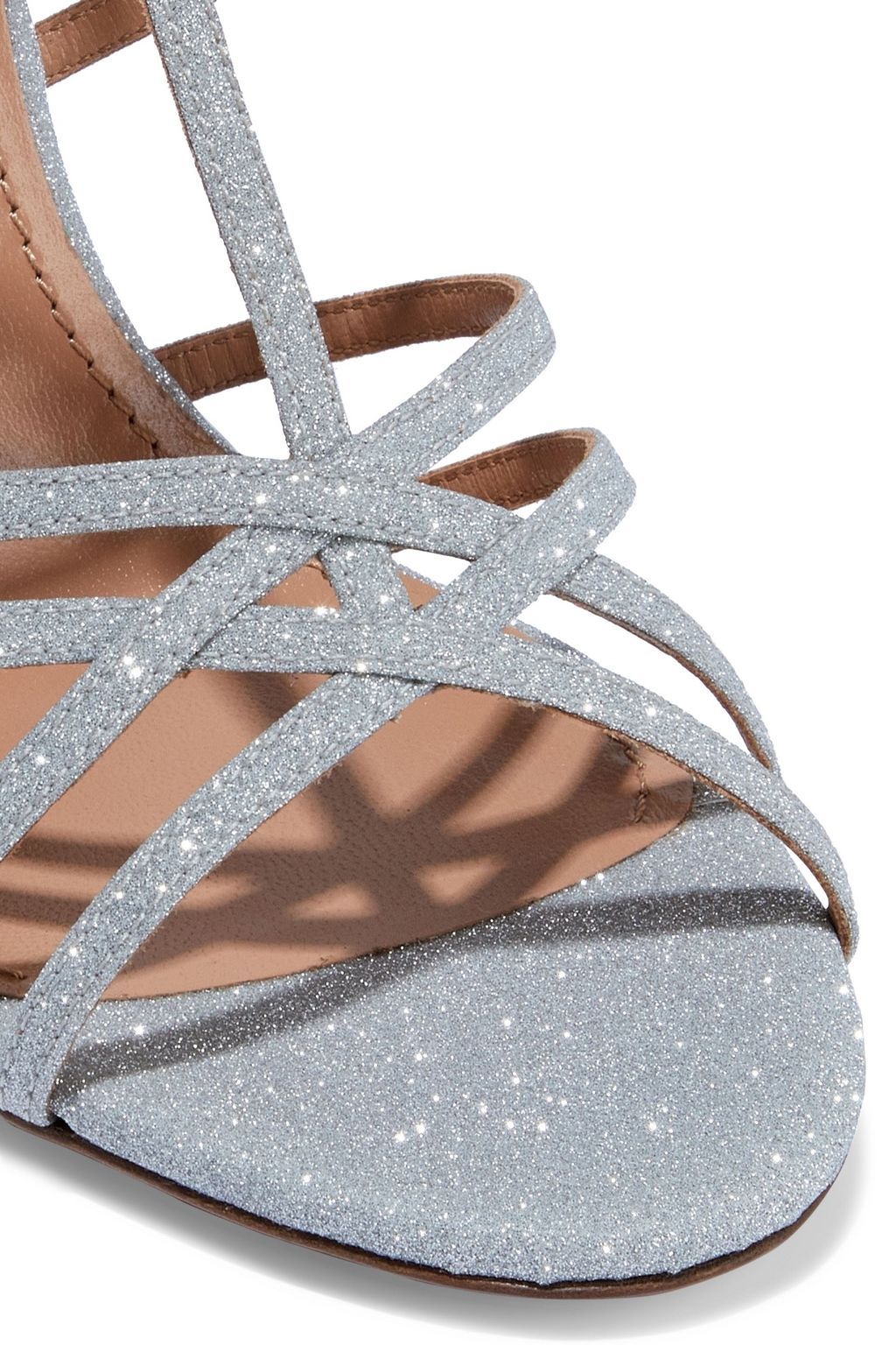 AQUAZZURA Princess 105 glittered woven sandals