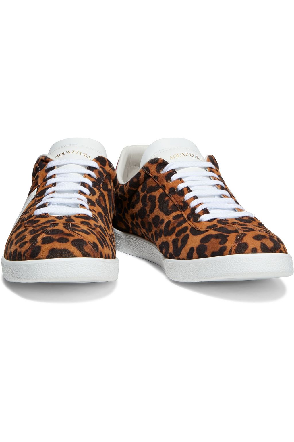AQUAZZURA The A leather-trimmed leopard-print suede sneakers