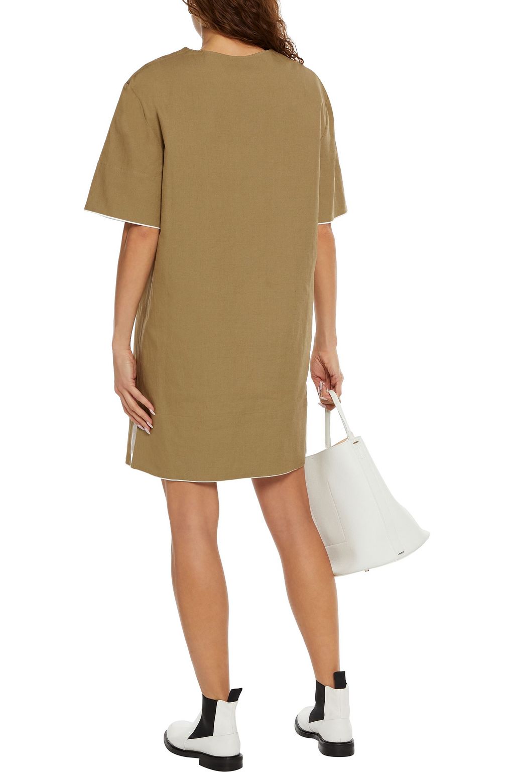 JOSEPH Cotton and linen-blend mini dress