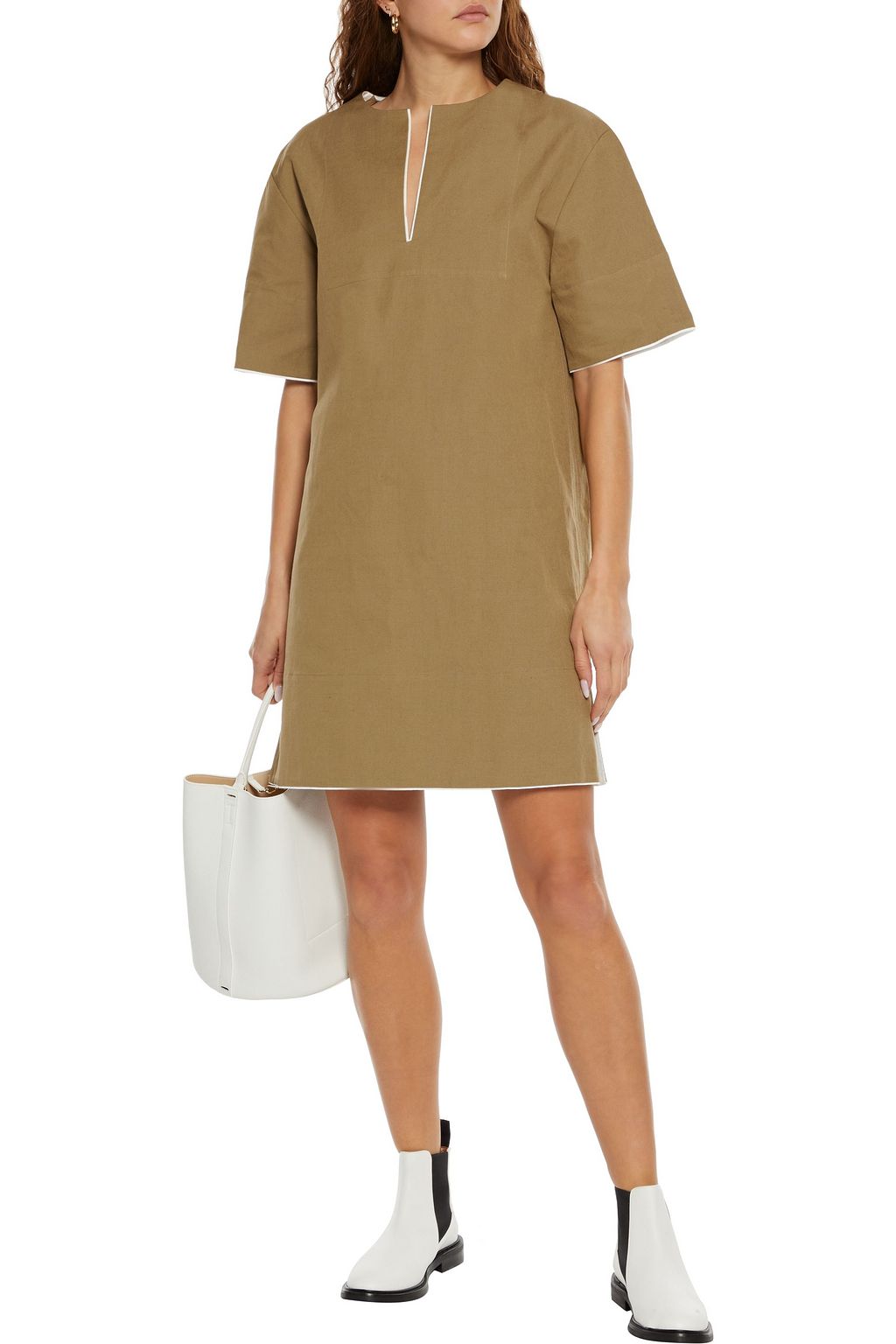 JOSEPH Cotton and linen-blend mini dress