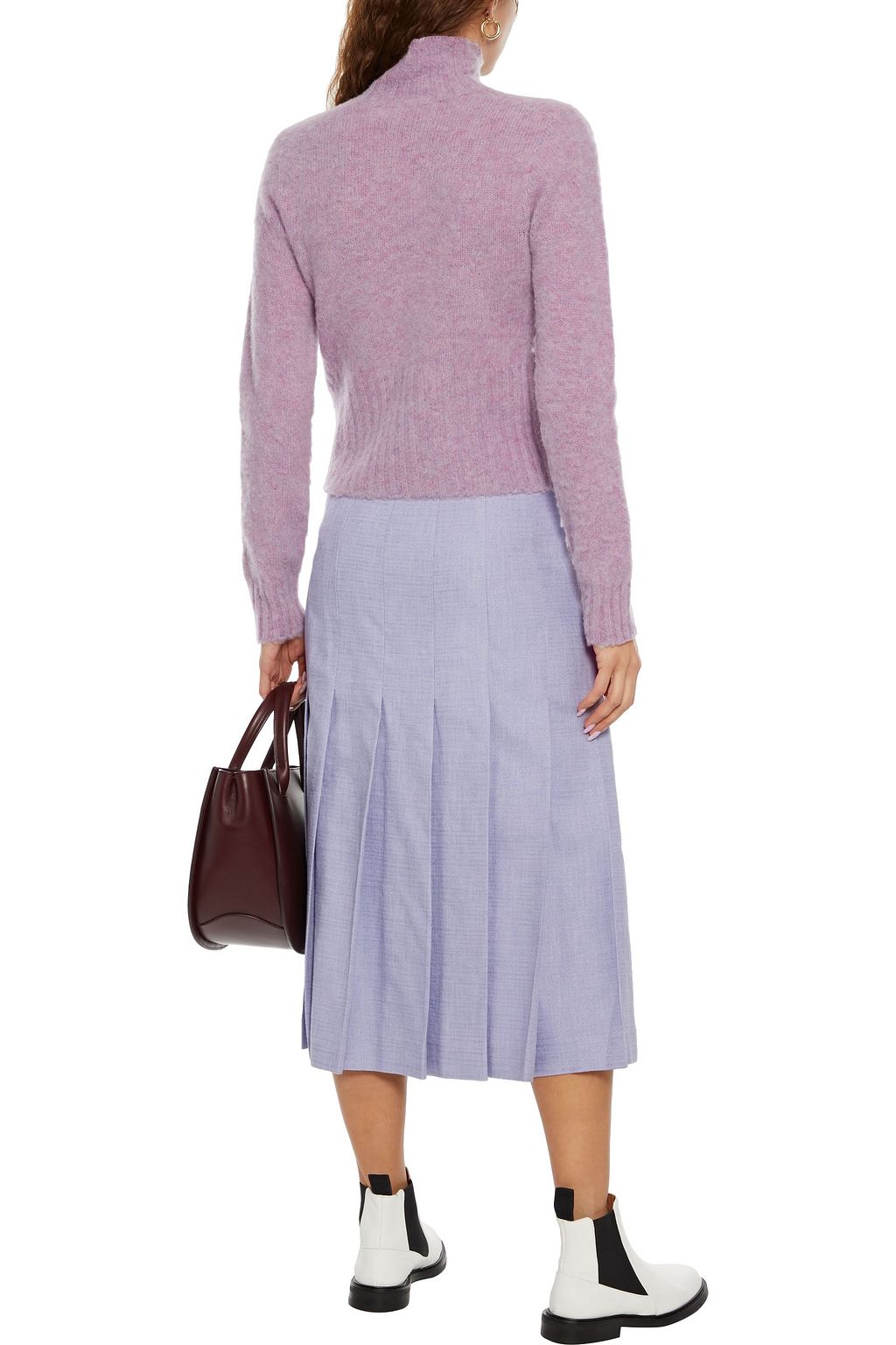 JOSEPH Pleated woven midi skirt