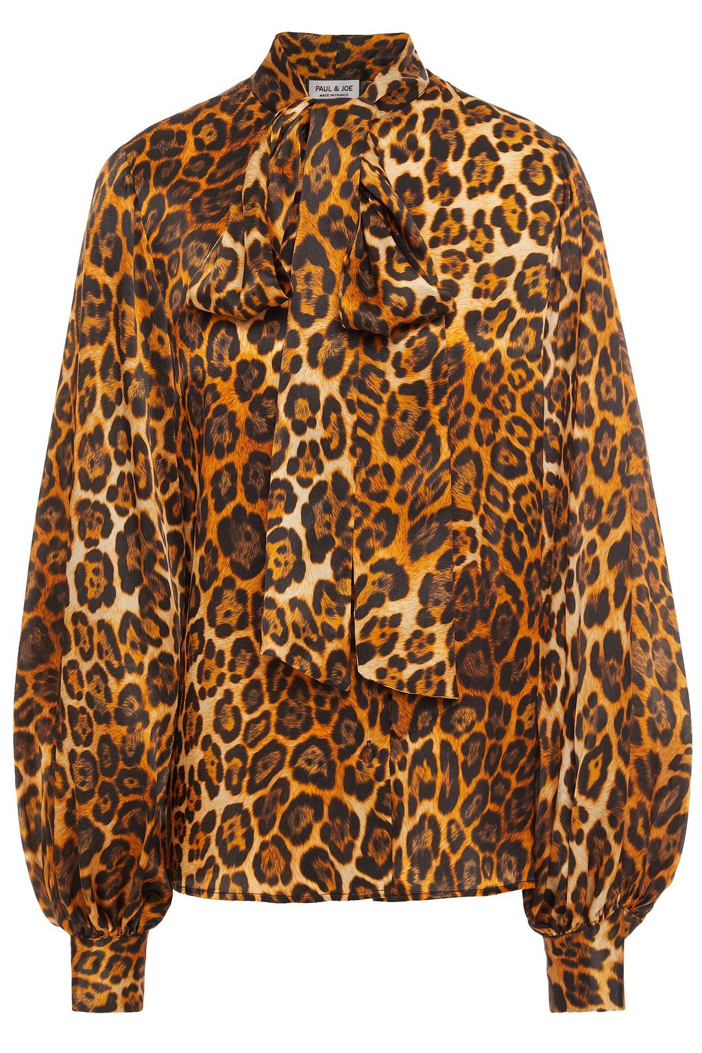 leopard satin blouse