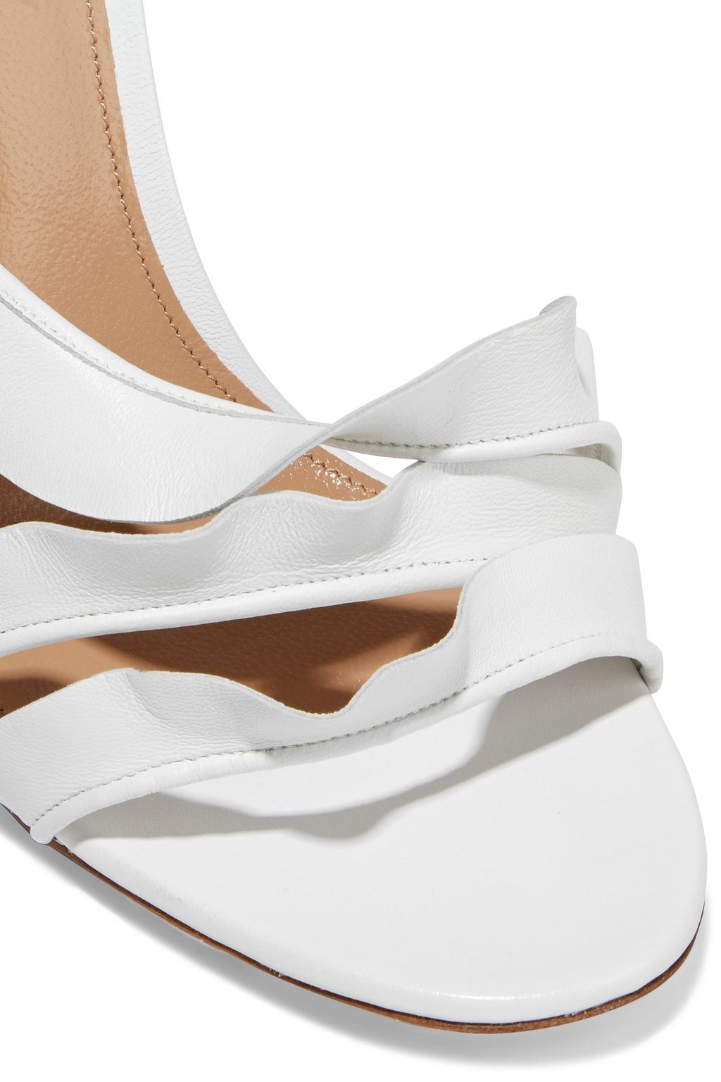 AQUAZZURA Ruffle 105 leather slingback sandals